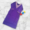 women's purple v neck kurti with multicolour floral border